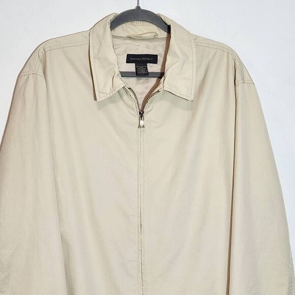 Banana Republic Men's Cream Zip-Up Jacket Size Large Cream Preppy Jacket - Picture 3 of 9